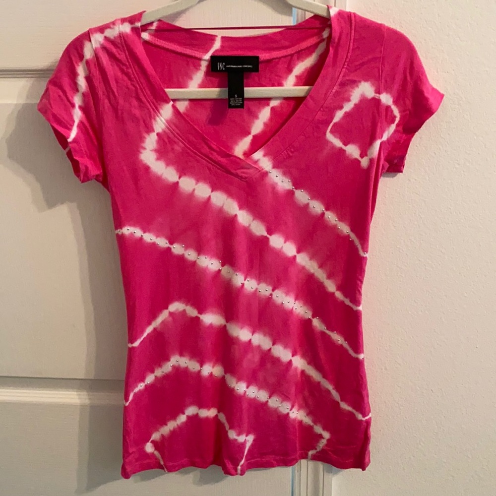 I.N.C pink tie dye shirt with rhinestones